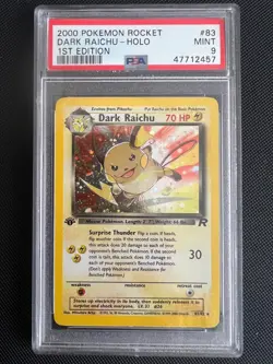 Pokemon TCG Dark Raichu 83/82 Team Rocket Holo 1st Edition PSA 9 - Image 1