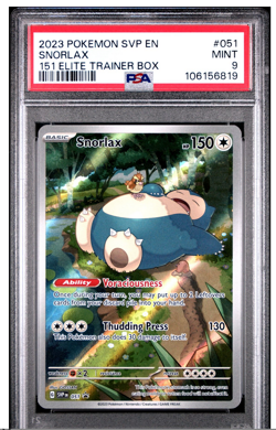 2023 POKEMON SVP EN-SV BLACK STAR PROMO 151 ELITE TRAINER BOX #051 SNORLAX PSA 9 - Image 1