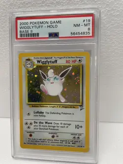 2000 POKEMON BASE SET 2 #19 WIGGLYTUFF-HOLO PSA 8 (Awesome SWIRL)!! - Image 2
