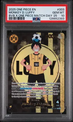 2025 ONE PIECE EN PROMOS BVB X ONE PIECE MATCH DAY '25 MONKEY D. LUFFY PSA 10 - Image 1