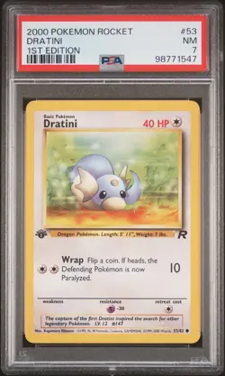 2000 POKEMON ROCKET 1ST EDITION #53 DRATINI PSA 7 - Image 1