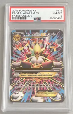 2016 Pokemon XY Fates Collide Alakazam Ex #118 PSA 8 - Image 1