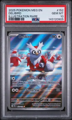 2025 POKEMON EN-MEGA EVOLUTION ILLUSTRATION RARE #152 DELIBIRD PSA 10 (FREE S&H) - Image 1
