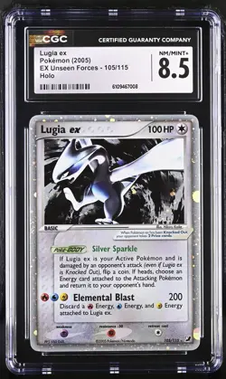2005 Pokemon Lugia Ex Holo EX Unseen Forces 105/115 Near Mint CGC 8.5 - Image 1