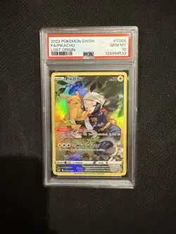 2022 Pokemon Lost Origin FA/Pikachu TG05/TG30 Full Art PSA 10 - Image 1