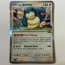 Hop's Snorlax 117/159 Rare Journey Together Pokemon Near Mint - Image 1