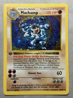 Pokemon TCG Machamp Base Set 8/102 Holo 1st Edition Holo Shadowless MP - Image 1