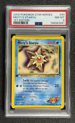 2000 Pokemon Gym Heroes #90 Misty's Staryu 1st Edition 90/132 Common PSA 8 - Image 1