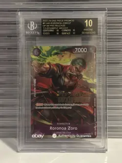 ✅2022-2024 One Piece Roronoa Zoro Pre Release Tournament Winner BGS BLACK LABEL - Image 1