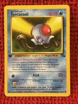 Tentacool 56/62 Fossil 1st First Edition Common Pokemon Card LP WOTC Vintage - Image 1