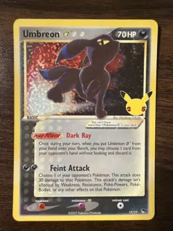 Pokemon Card TCG Umbreon Celebrations 17/17 Gold Star Pokemon TCG Holo Rare NM - Image 1
