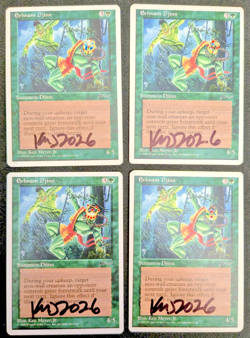 MTG 4x ALTERED WITH COAs CHRONICLES Erhnam Djinn BY ORIGINAL ARTIST KEN MEYER JR - Image 1