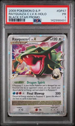 2009 POKEMON DIAMOND & PEARL BLACK STAR PROMO #DP47 RAYQUAZA C LV.X-HOLO PSA 1 - Image 1