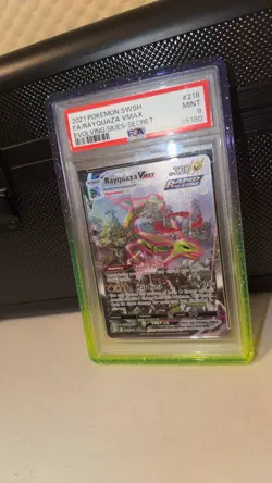 2021 Pokemon Rayquaza VMAX 218 Alt Art Secret Rare SWSH Evolving Skies PSA 9 - Image 1