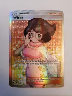 FULL ART Wicke ULTRA RARE Pokemon 147/147 SM Burning Shadows Holo Supporter - Image 1