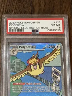2023 Pokemon OBF EN Obsidian Flames Special Illustration Rare Pidgeot EX PSA 8 - Image 2
