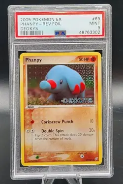 PSA 9 Mint Pokemon 2005 Ex Deoxys Phanpy Reverse Holo Foil #69 - Image 1