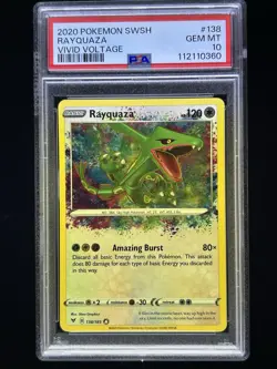 2020 Pokemon SWSH Vivid Voltage #138 Rayquaza Amazing Rare PSA 10 Gem Mint - Image 1
