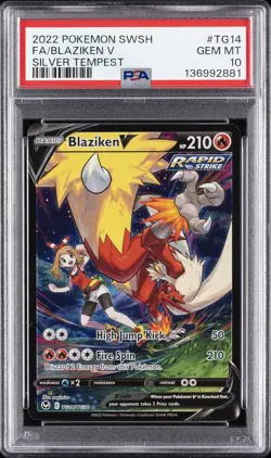 2022 POKEMON SWORD & SHIELD SILVER TEMPEST #TG14 FULL ART/BLAZIKEN V PSA 10 - Image 1