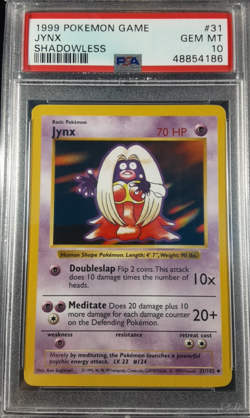 Pokemon Jynx Shadowless (POP: 190) PSA 10 Base Set 31/102 Vintage 1999 WOTC - Image 1