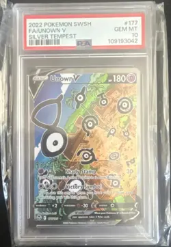 Unown V Alt Art PSA 10 Gem Mint 177/195 Silver Tempest Pokemon - Image 1