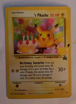 Birthday_'s Pikachu 24 Pokemon Celebrations Holo Black Star Promo Rare Fast Ship - Image 1