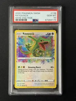 2020 POKEMON SWORD & SHIELD VIVID VOLTAGE #138 RAYQUAZA PSA 10 GEM - Image 1