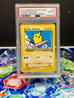Pokemon - Surfing Pikachu #28 - Wizards Black Star Promo - PSA 8 - Near Mint - Image 1