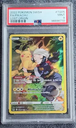 Pokemon Pikachu Full Art Ultra Rare Holo Lost Origin TG05/TG30 PSA 9 English - Image 1