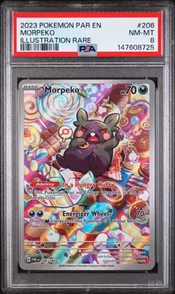 2023 POKEMON PAR EN-PARADOX RIFT ILLUSTRATION RARE #206 MORPEKO PSA 8 - Image 1