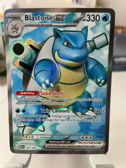 Pokemon Blastoise ex Scarlet & Violet 151 Ultra Rare Full Art Holo 184/165 TCG - Image 1
