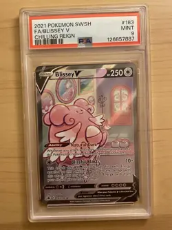 2021 POKEMON SWORD & SHIELD CHILLING REIGN #183 FULL ART/BLISSEY V PSA 9 - Image 1