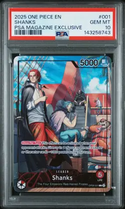 2025 ONE PIECE PROMOS PSA MAGAZINE EXCLUSIVE #001 SHANKS PSA 10 - Image 1