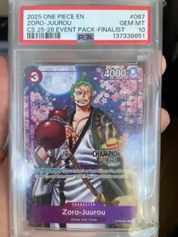 ONE PIECE CS 2025-26 EVENT PACK *TEXTURED* FINALIST #067 ZORO-JUUROU PSA 10 POP7 - Image 1