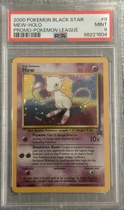 PSA 9 MINT 2000 POKEMON PROMO BLACK STAR 9 MEW HOLO POKEMON LEAGUE - Image 1