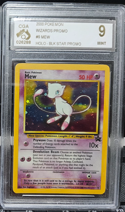 2000 POKEMON WIZARDS PROMO #9 HOLO MEW BLACK STAR PROMO CGA GRADE 9 - Image 1