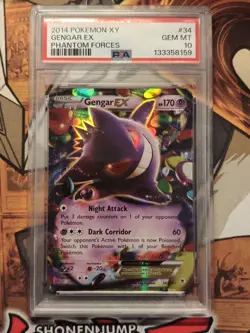 2014 POKEMON XY PHANTOM FORCES #34 GENGAR EX PSA 10 - Image 1