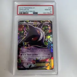 2014 POKEMON XY PHANTOM FORCES #34/119 GENGAR EX HOLO PSA 10 - Image 1