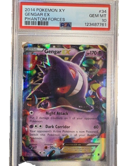 2014 POKEMON XY PHANTOM FORCES #34 GENGAR EX PSA 10 - Image 1