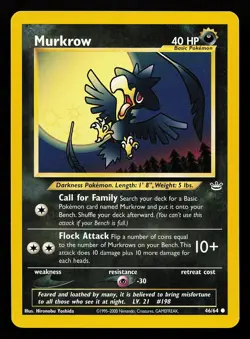 Murkrow 46/64 Common Neo Revelation Pokemon Card - Image 1