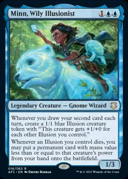 Magic RARE Minn, Wily Illusionist. #016/062 Legendary Creature - Image 2