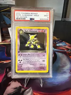 PSA MINT 9 Pokemon TCG Dark Alakazam 1/82 Team Rocket Holo 1st Edition - Image 1