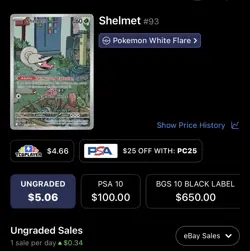 Shelmet Full Art, Pokemon Near Mint, White Flare, Illustration Rare, 93/86 - Image 5