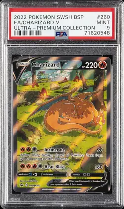 2022 POKEMON SWSH BLACK STAR PROMO #260 FULL ART/CHARIZARD V PSA 9 - Image 1