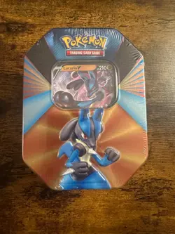 Brand New Pokemon TCG - Lucario V Forces Tin (4 Packs) 820650808401 - Image 1