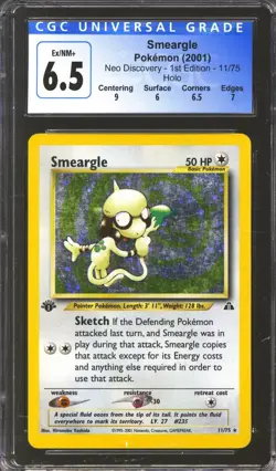 Pokemon Neo Discovery 1st Edition Smeargle 11/75 CGC 6.5 subs - Image 1