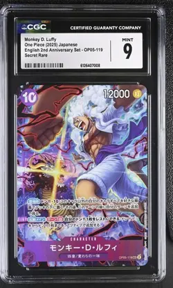 CGC 9 ONE PIECE CCG JAPANESE MONKEY D. LUFFY SECRET RARE OP05-119 - Image 1