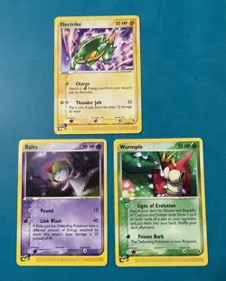 Pokemon TCG NM: Ruby & Sapphire Lot: Electrike, Ralts, and Wurmple. (3 Cards) - Image 1