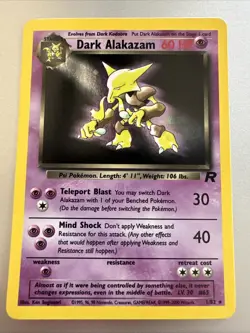 Dark Alakazam Holo 1/82 Team Rocket WOTC Pokemon Card PSA 10 Ready - Image 1