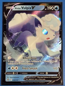 Alolan Vulpix V 033/195 Silver Tempest Ultra Rare Pokemon TCG NM + Card Saver - Image 1